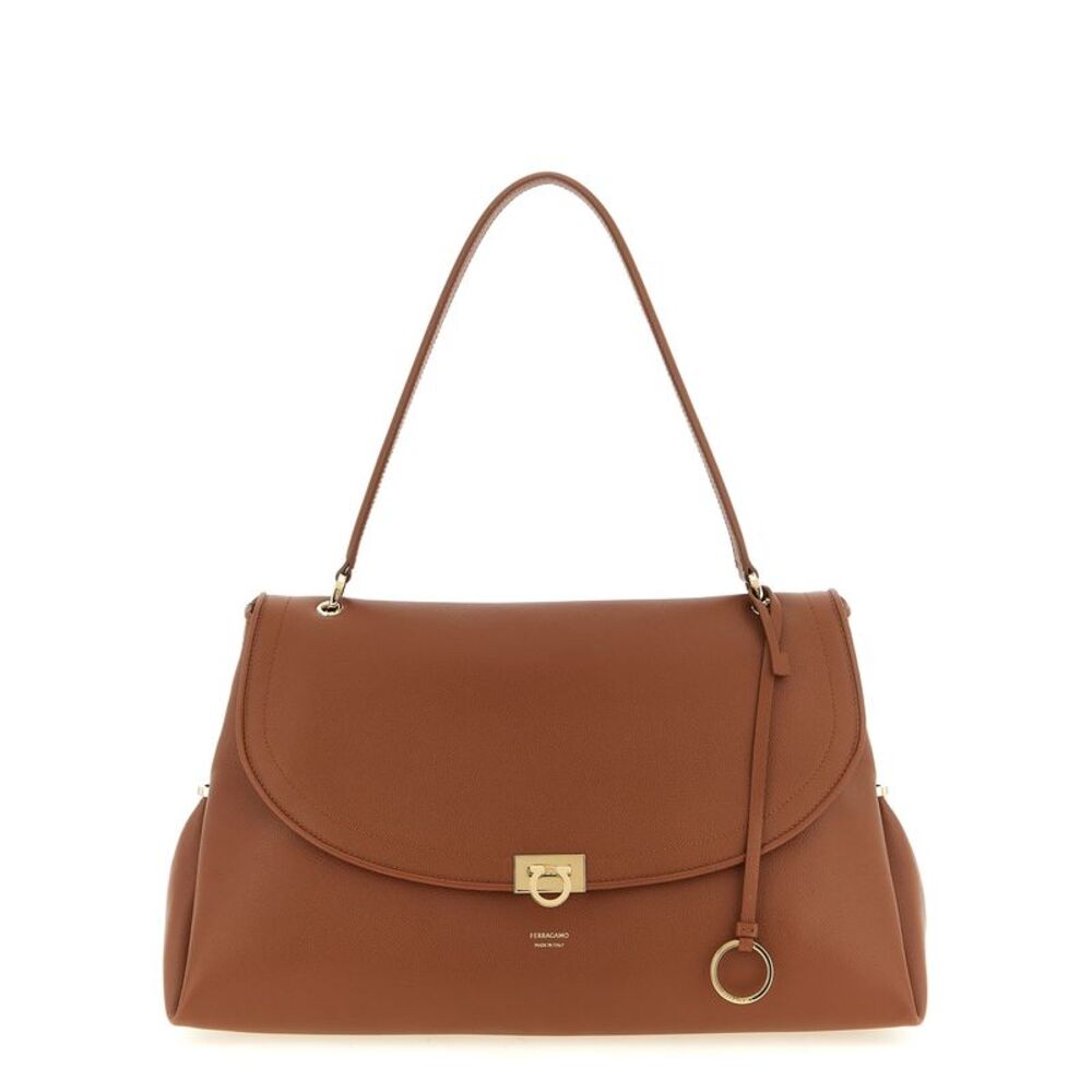 Ferragamo Brown Calfskin Shoulder Women's Bag